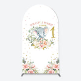 Aperturee - Little Peanut Elephant Floral Arch Birthday Backdrop